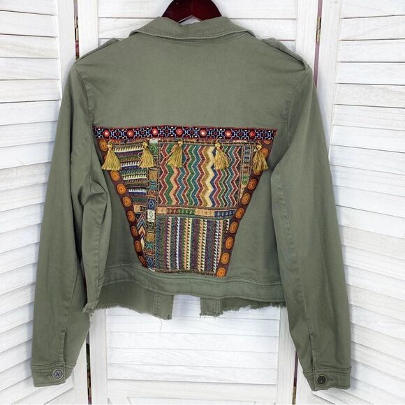 Wonderly Curvy Embroidered Back Twill Army Jacket Green 12W - Picture 11 of 16